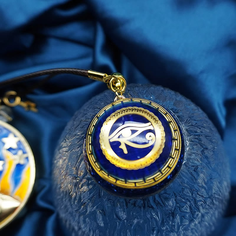 Olivenorma Kyanite Aquamarine Eye of Horus Orgone Necklace - Beaded Rope - image 0