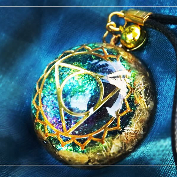 Olivenorma Gold Rutilated Quartz Triangle Symbol Orgone Necklace - image 2