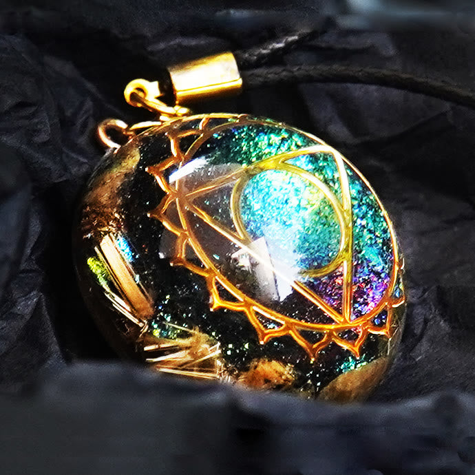 Olivenorma Gold Rutilated Quartz Triangle Symbol Orgone Necklace - image 1