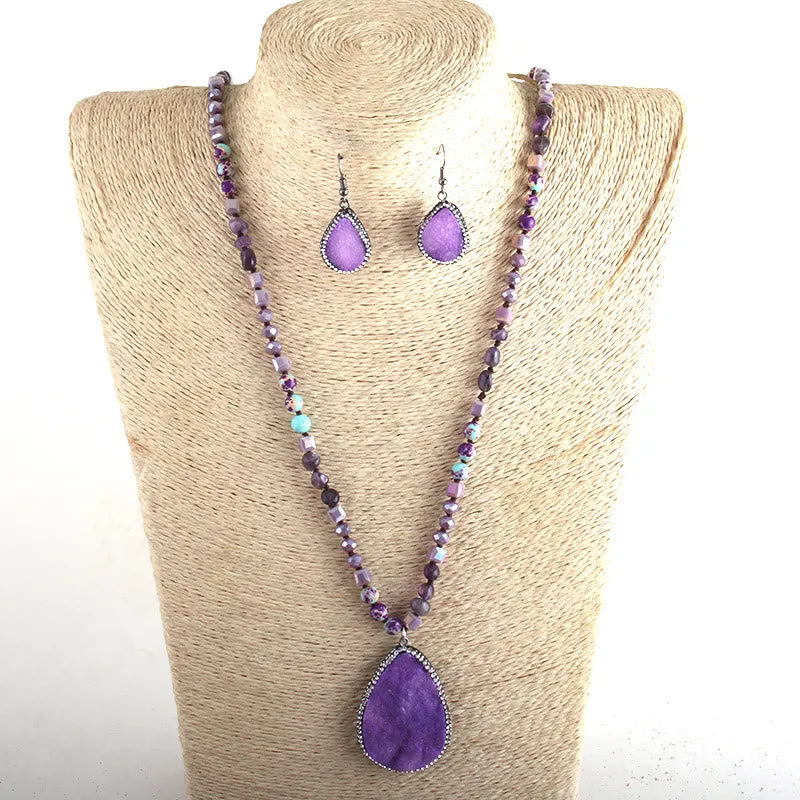 Olivenorma Cluster Pendant Raw Stone Beads Jewelry Set - image 12
