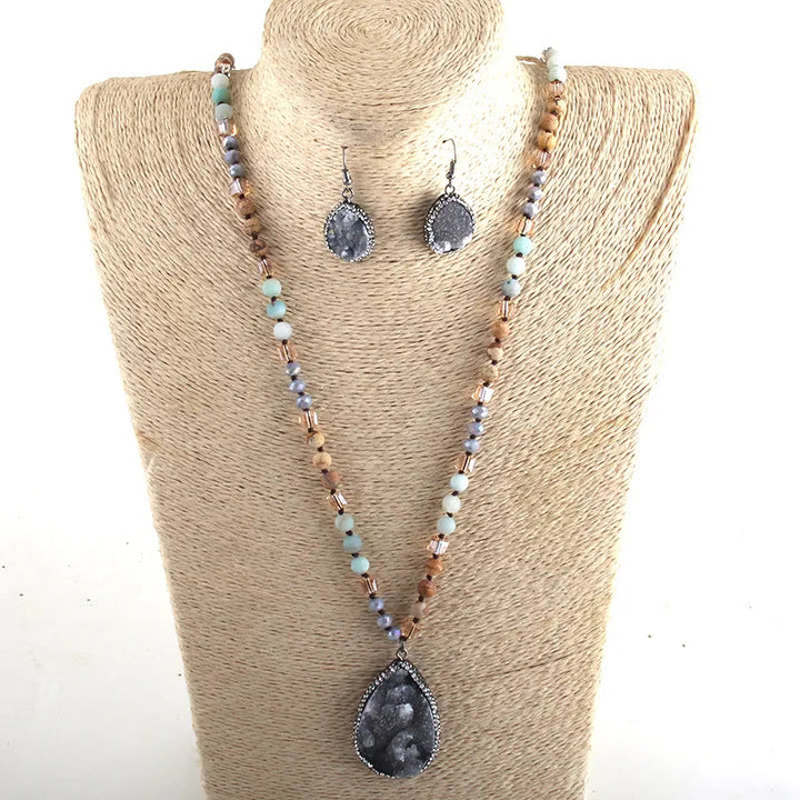 Olivenorma Cluster Pendant Raw Stone Beads Jewelry Set - image 5