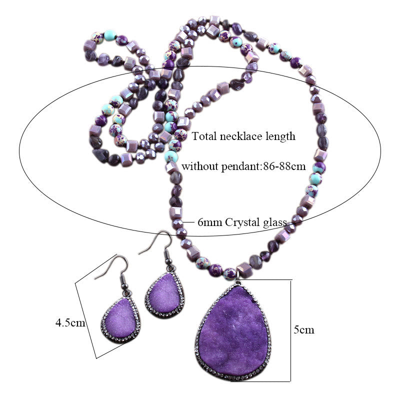 Olivenorma Cluster Pendant Raw Stone Beads Jewelry Set - image 13