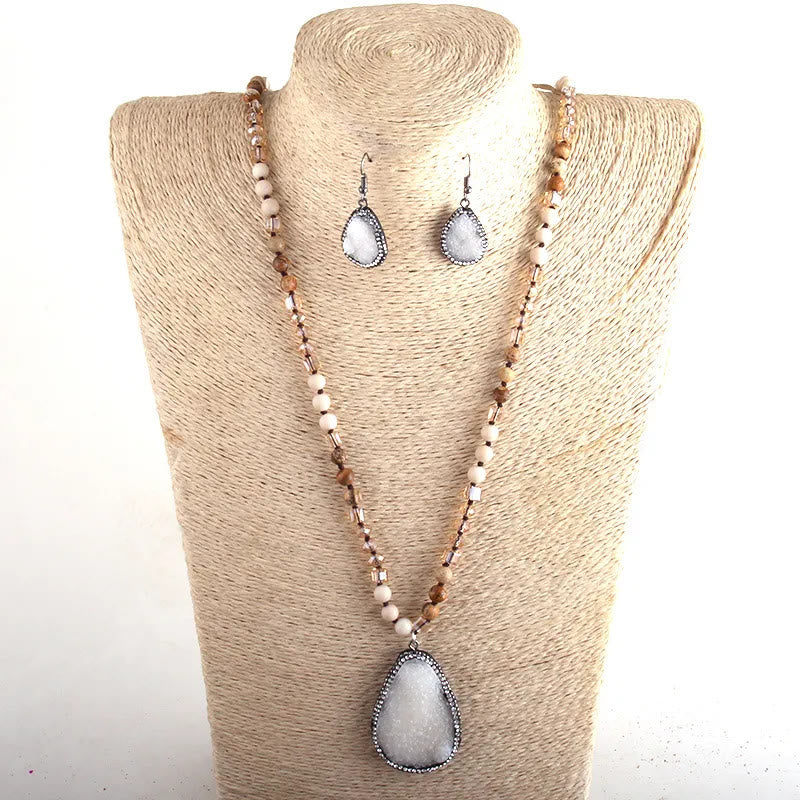 Olivenorma Cluster Pendant Raw Stone Beads Jewelry Set - image 8