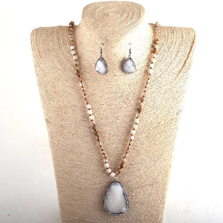 Olivenorma Cluster Pendant Raw Stone Beads Jewelry Set - image 8