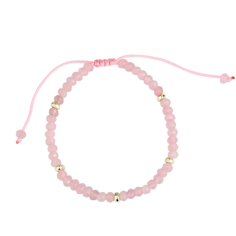 Olivenorma 4mm Round Beads Titanium Steel Bracelet - Rose Quartz - image 1