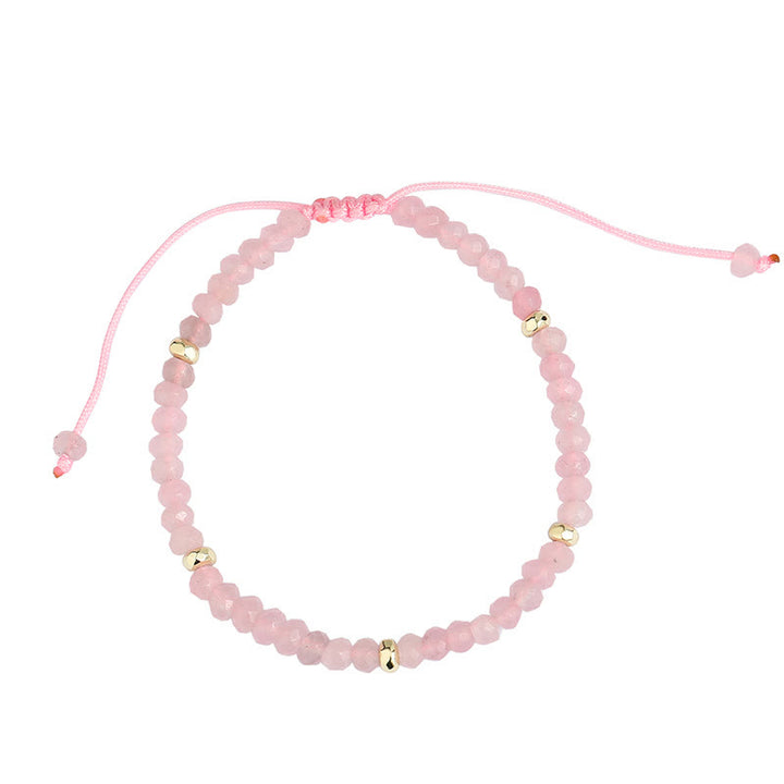 Olivenorma 4mm Round Beads Titanium Steel Bracelet - Rose Quartz - image 1