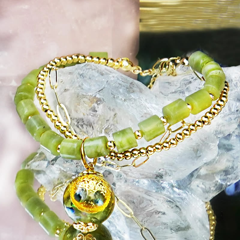 Olivenorma Peridot Beads Tree of Life Adjustable Bracelet - Peridot & Tree of Life - image 0