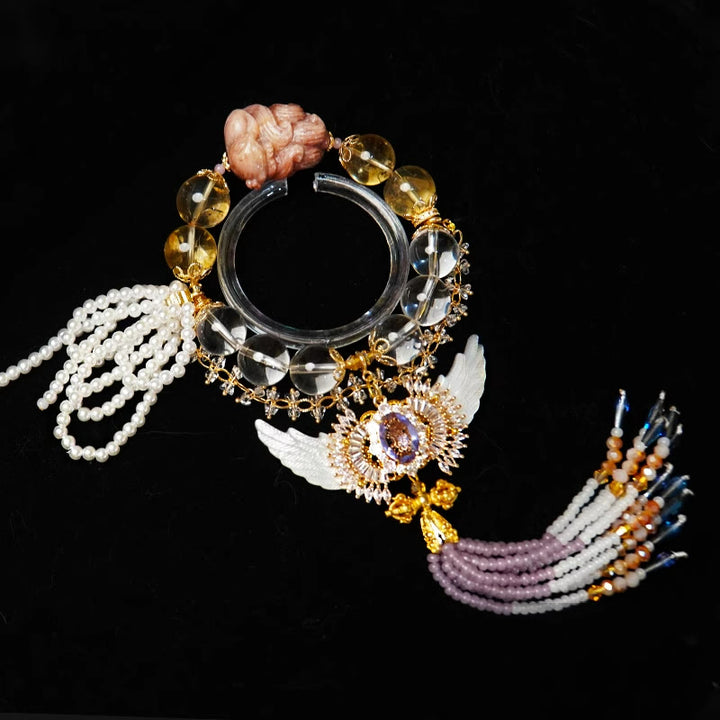 Olivenorma "Angel Wings" Clear Crystal Citrine Tassel Bracelet - image 3