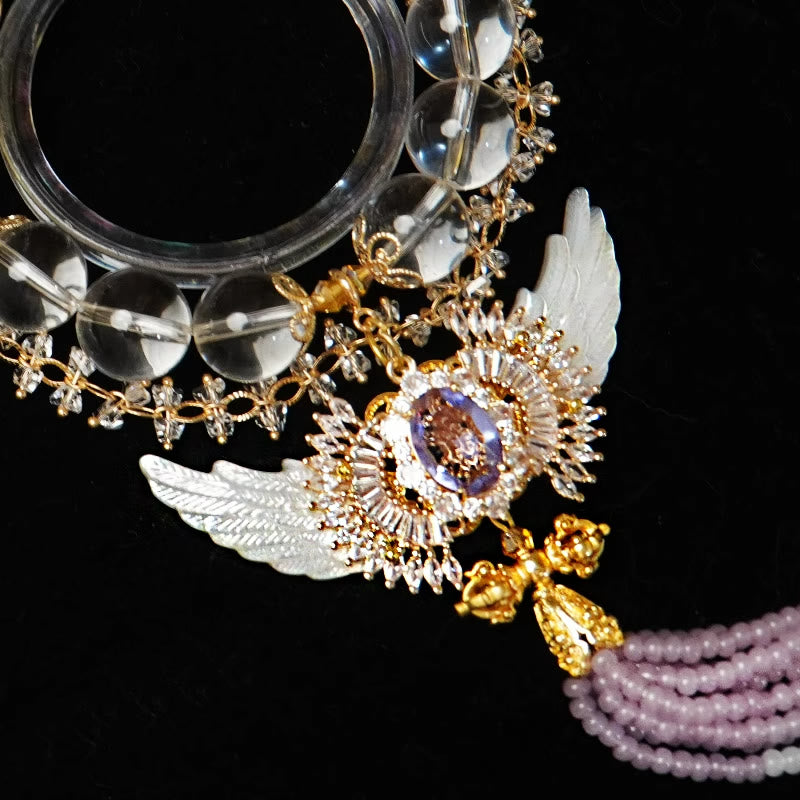 Olivenorma "Angel Wings" Clear Crystal Citrine Tassel Bracelet - image 2