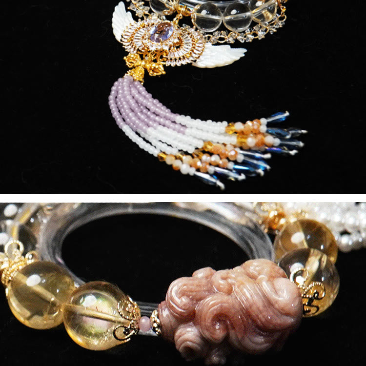 Olivenorma "Angel Wings" Clear Crystal Citrine Tassel Bracelet - image 5