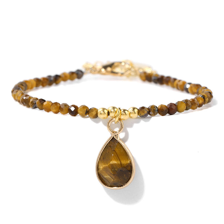 Olivenorma Natural Stone Beads Water Drop Pendant Bracelet - Tiger Eye - image 5