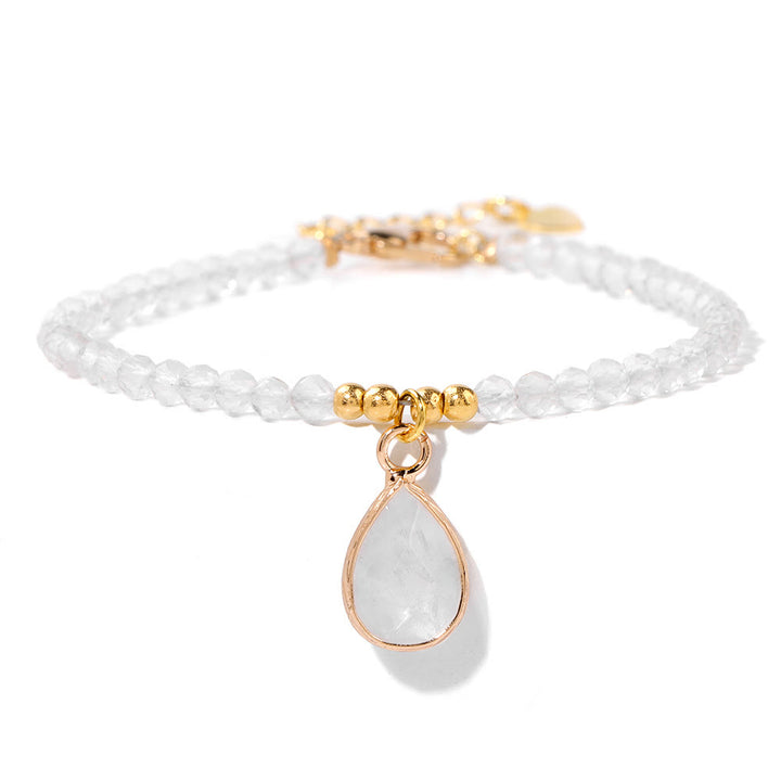 Olivenorma Natural Stone Beads Water Drop Pendant Bracelet - Clear Crystal - image 10