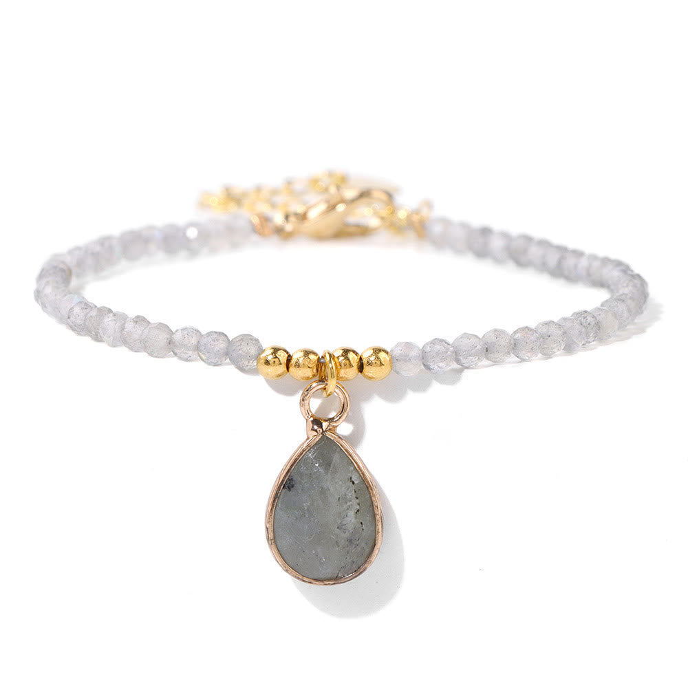Olivenorma Natural Stone Beads Water Drop Pendant Bracelet - Labradorite - image 12