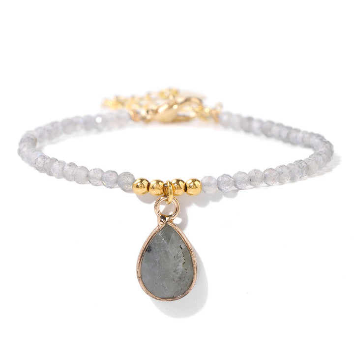 Olivenorma Natural Stone Beads Water Drop Pendant Bracelet - Labradorite - image 12