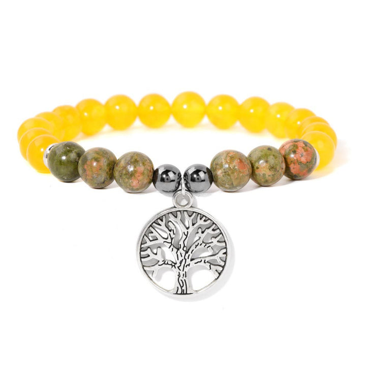 Olivenorma Natural Crystal Tree of Life Pendant Bracelet - Citrine&Unakite - image 8