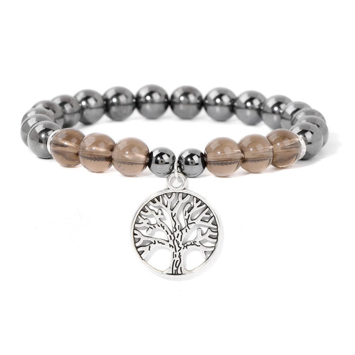 Olivenorma Natural Crystal Tree of Life Pendant Bracelet - Hematite&Smoky Quartz - image 11