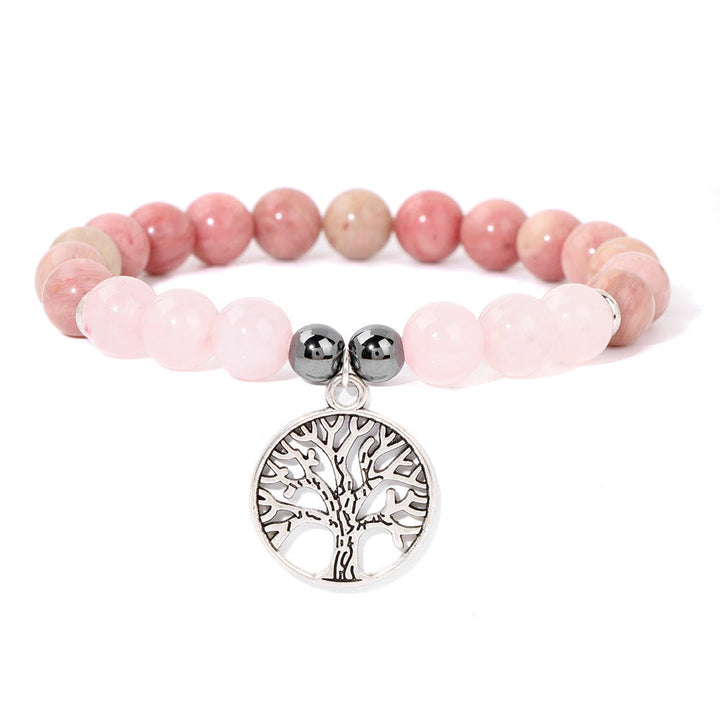 Olivenorma Natural Crystal Tree of Life Pendant Bracelet - Rose Quartz&Rhodochrosite - image 14
