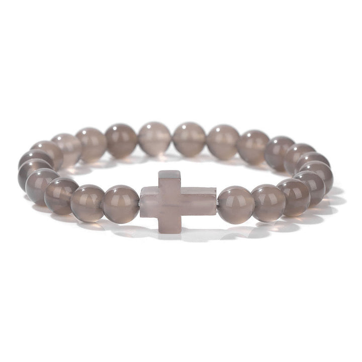 Olivenorma Natural Crystal Beads Cross Pendant Bracelet - Smoky Quartz - image 22