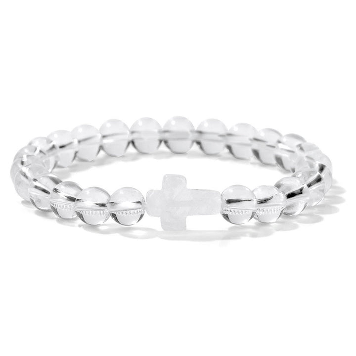 Olivenorma Natural Crystal Beads Cross Pendant Bracelet - Clear Crystal - image 33