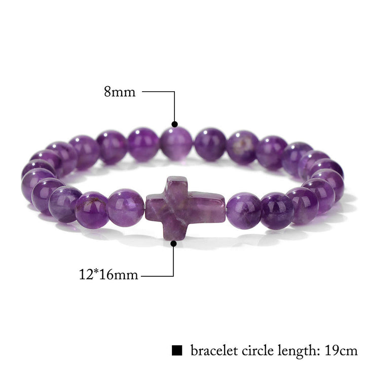 Olivenorma Natural Crystal Beads Cross Pendant Bracelet - image 34