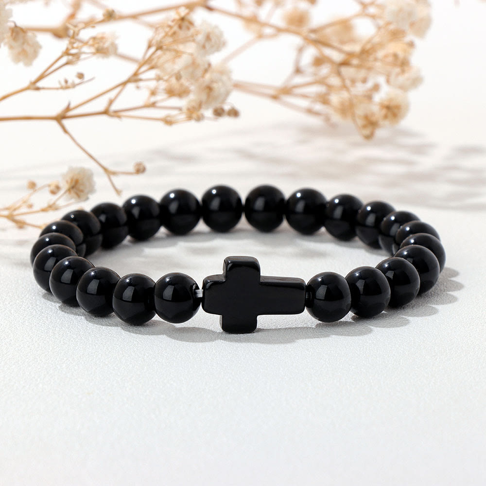 Olivenorma Natural Crystal Beads Cross Pendant Bracelet - image 17