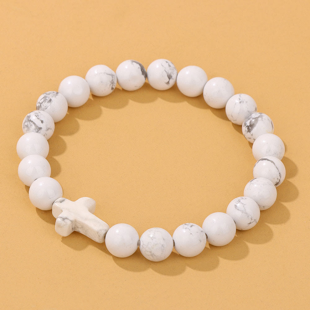 Olivenorma Natural Crystal Beads Cross Pendant Bracelet - image 14