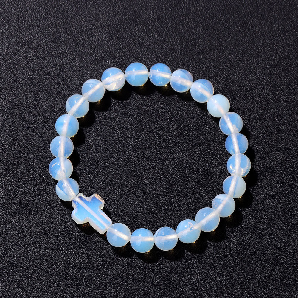 Olivenorma Natural Crystal Beads Cross Pendant Bracelet - image 21