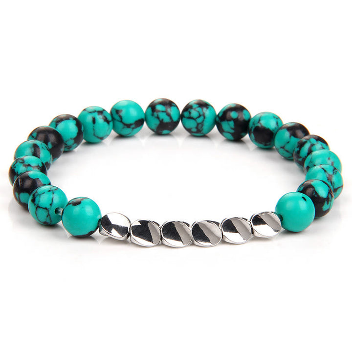 Olivenorma Natural Crystal Alloy Button Beads Bracelet - Blue Turquoise - image 0