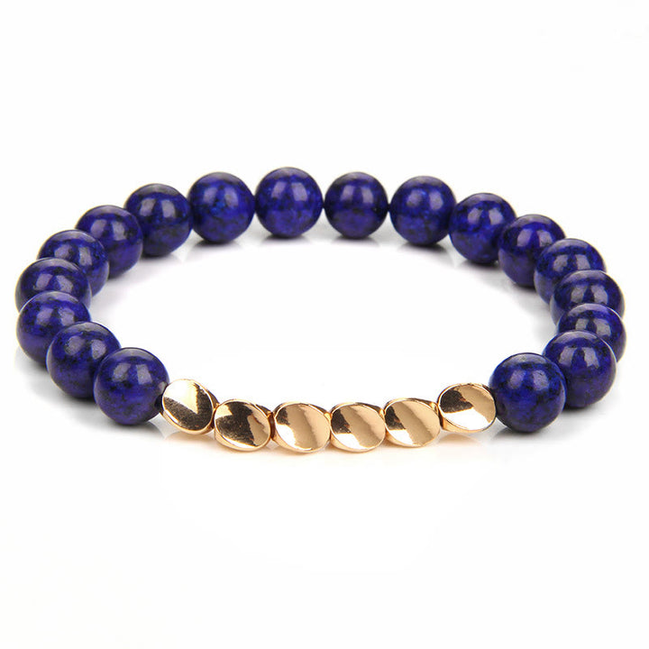 Olivenorma Natural Crystal Alloy Button Beads Bracelet - Lapis Lazuli - image 5