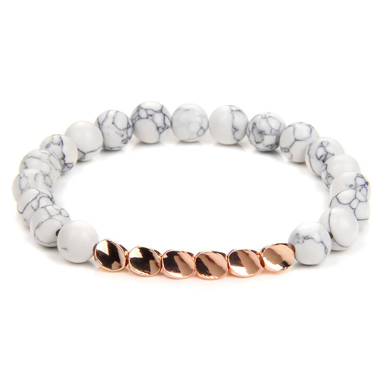 Olivenorma Natural Crystal Alloy Button Beads Bracelet - White Turquoise - image 8