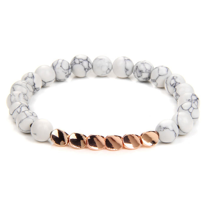 Olivenorma Natural Crystal Alloy Button Beads Bracelet - White Turquoise - image 8