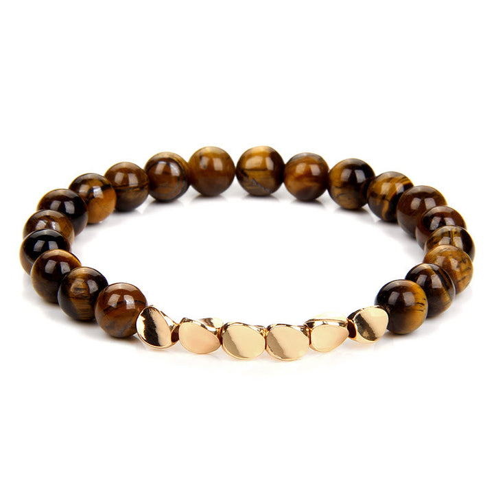 Olivenorma Natural Crystal Alloy Button Beads Bracelet - Tiger Eye - image 11