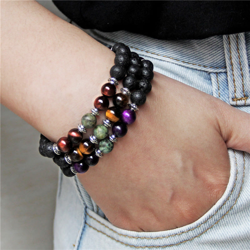 Olivenorma Natural Cat's Eye Stone Beads Men Bracelet - image 1