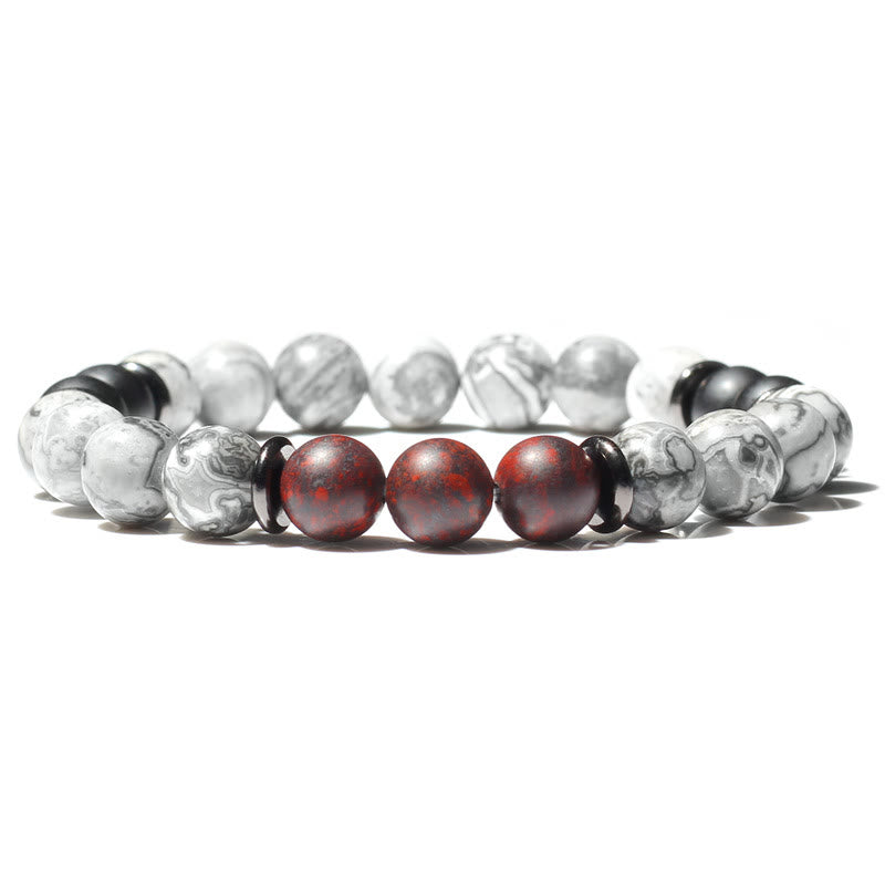 Olivenorma Natural Gray Jasper Beads Bracelet - Grey Jasper & Red Obsidian - image 5