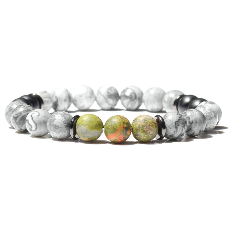 Olivenorma Natural Gray Jasper Beads Bracelet - Grey Jasper & Unakite - image 6