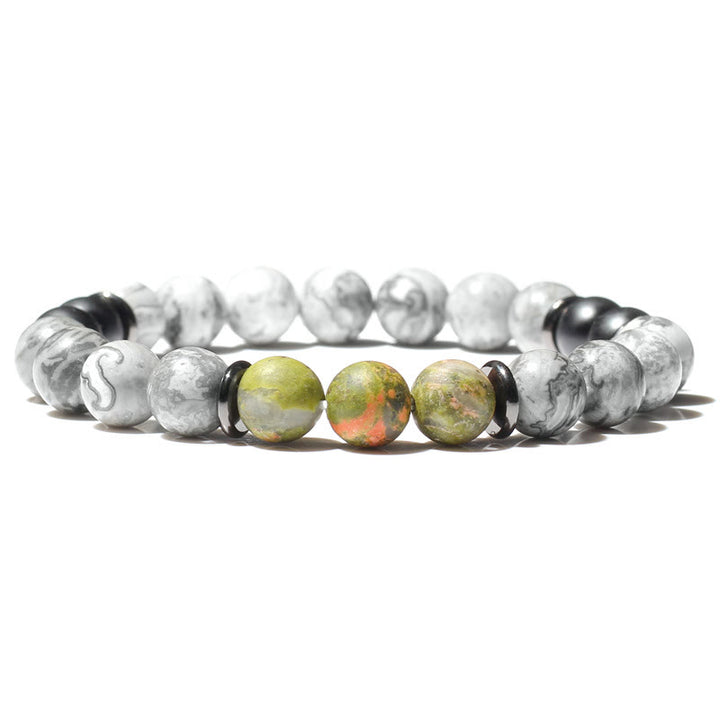 Olivenorma Natural Gray Jasper Beads Bracelet - Grey Jasper & Unakite - image 6