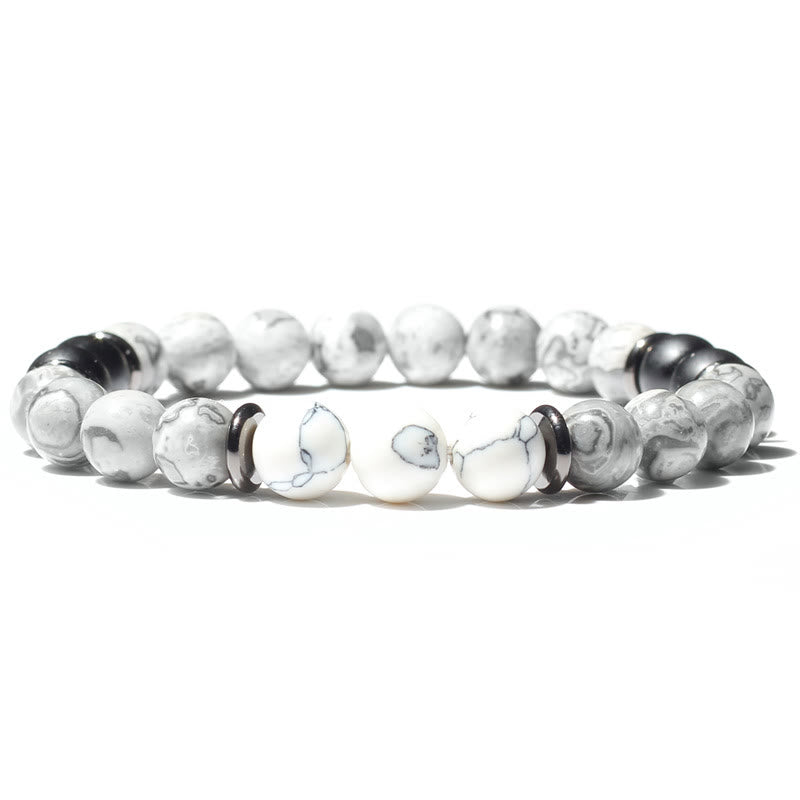 Olivenorma Natural Gray Jasper Beads Bracelet - Grey Jasper & White Turquoise - image 8