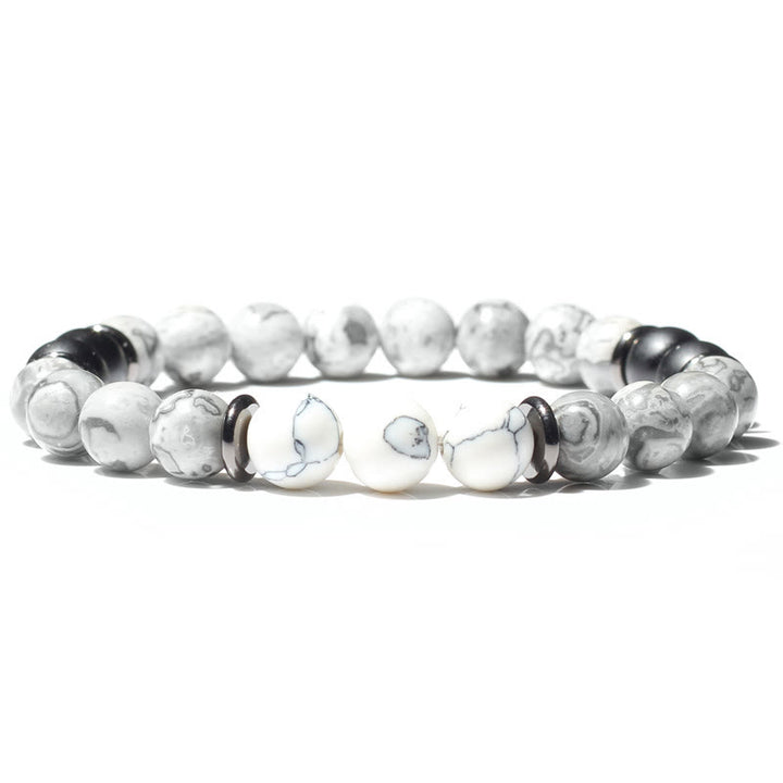 Olivenorma Natural Gray Jasper Beads Bracelet - Grey Jasper & White Turquoise - image 8
