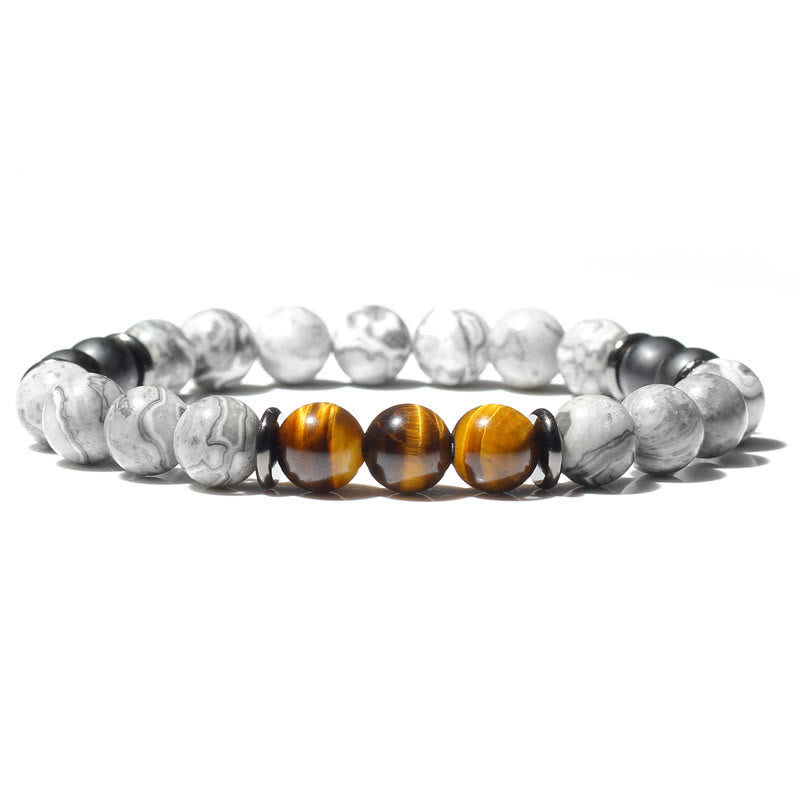 Olivenorma Natural Gray Jasper Beads Bracelet - Grey Jasper & Tiger Eye - image 10