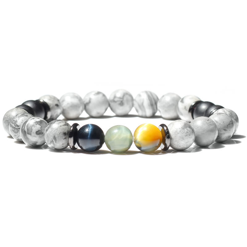 Olivenorma Natural Gray Jasper Beads Bracelet - Grey Jasper & Cat's Eye Stone - image 11