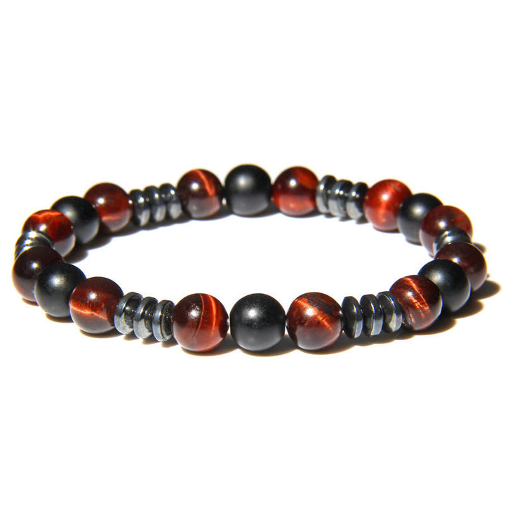 Olivenorma Natural Hematite Tiger Eye Stone Beads Bracelet - Hematite & Red Tiger Eye - image 10