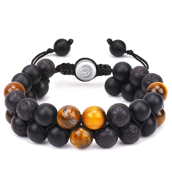 Olivenorma Men Blue Tiger Eye Beads OM Bracelet - Lava Stone & Black Onyx & Tiger Eye - image 4