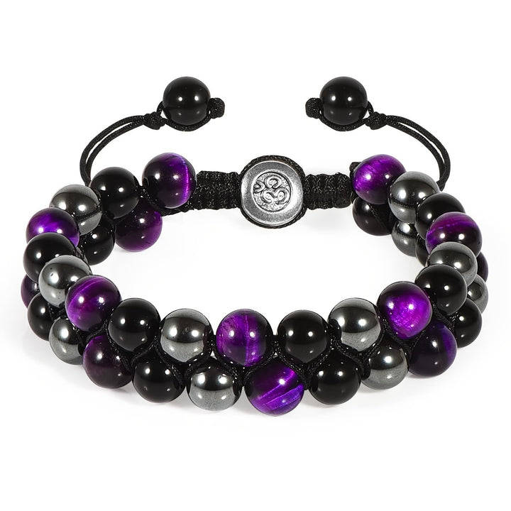 Olivenorma Men Blue Tiger Eye Beads OM Bracelet - Hematite & Purple Tiger Eye & Obsidian - image 8