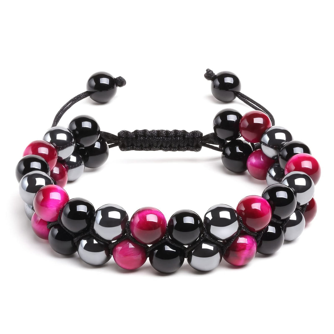 Olivenorma Men Hematite Green Tiger Eye Beads Bracelet - Hematite & Obsidian & Purple Tiger Eye - image 3