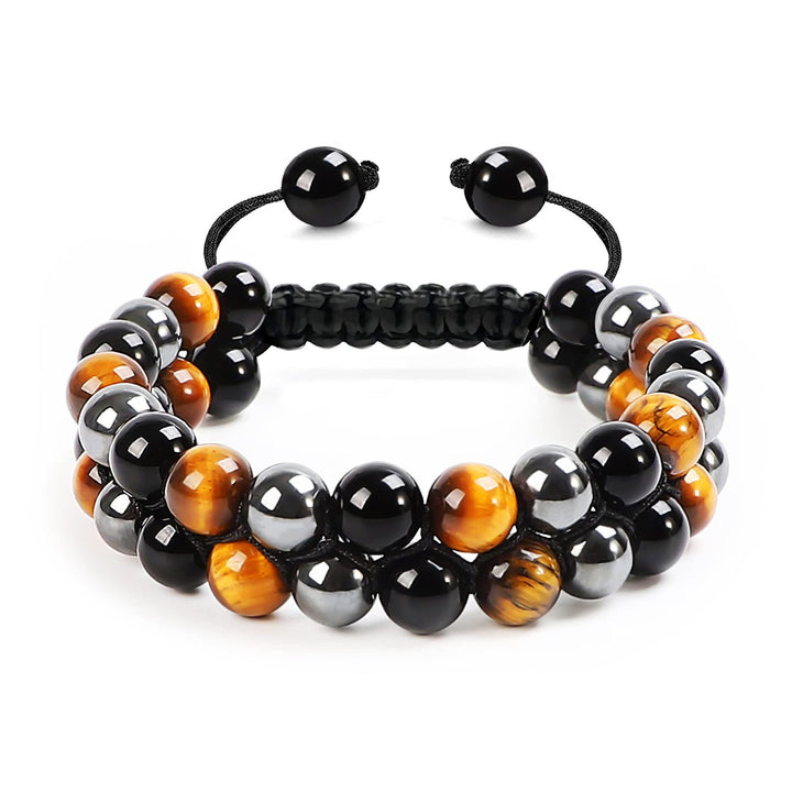 Olivenorma Men Hematite Green Tiger Eye Beads Bracelet - Hematite & Obsidian & Tiger Eye - image 4