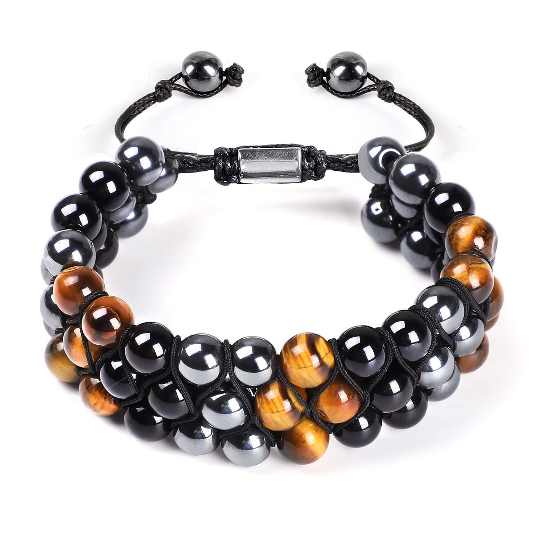 Olivenorma Men Hematite Obsidian Tiger Eye Beads Bracelet - Hematite & Obsidian & Tiger Eye - image 0
