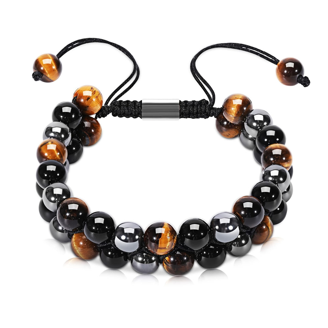 Olivenorma Men Hematite Obsidian Tiger Eye Beads Bracelet - Hematite & Obsidian & Tiger Eye #3 - image 2