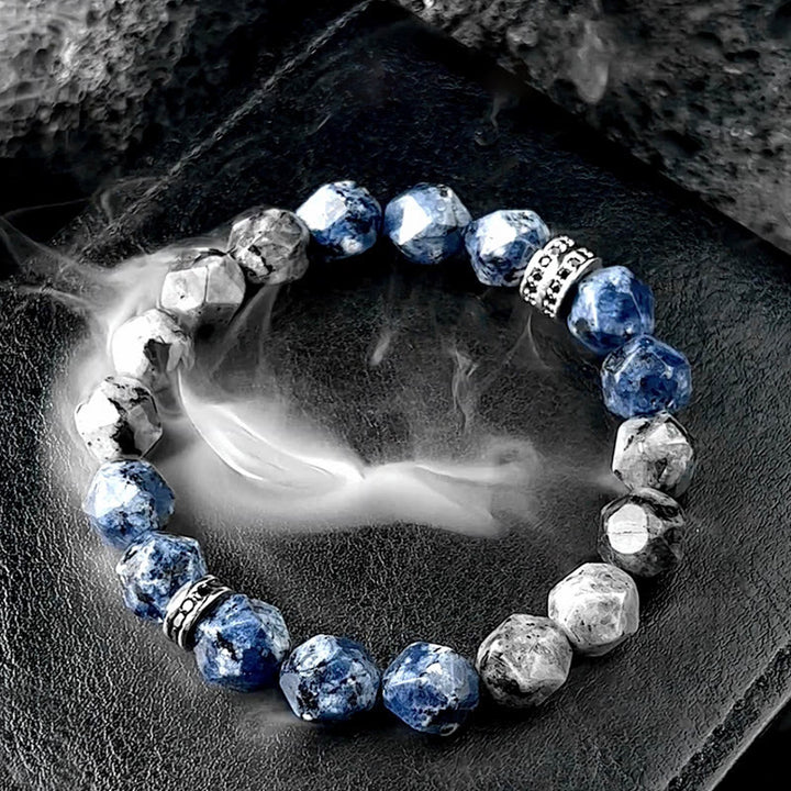 Olivenorma Men Geometric Facets Blue Sodalite Labradorite Beads Bracelet - image 7