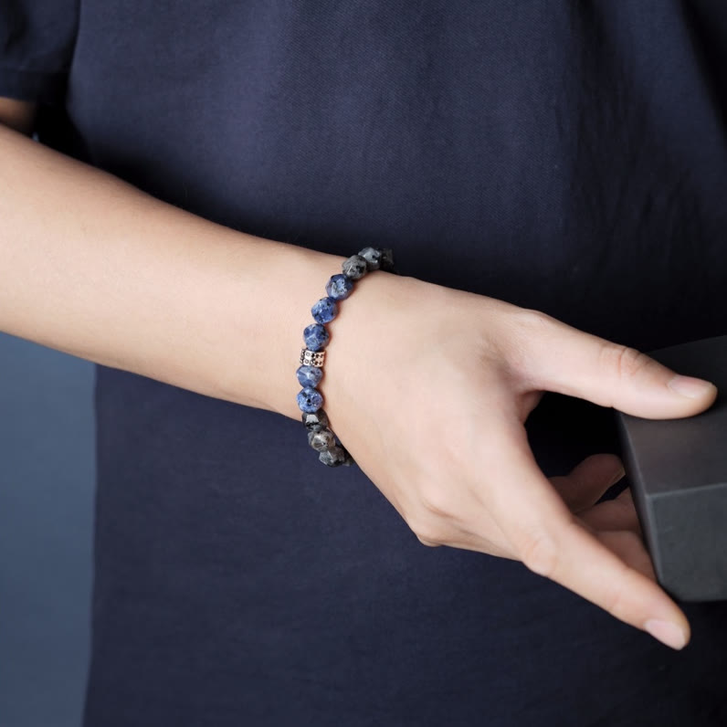 Olivenorma Men Geometric Facets Blue Sodalite Labradorite Beads Bracelet - image 3