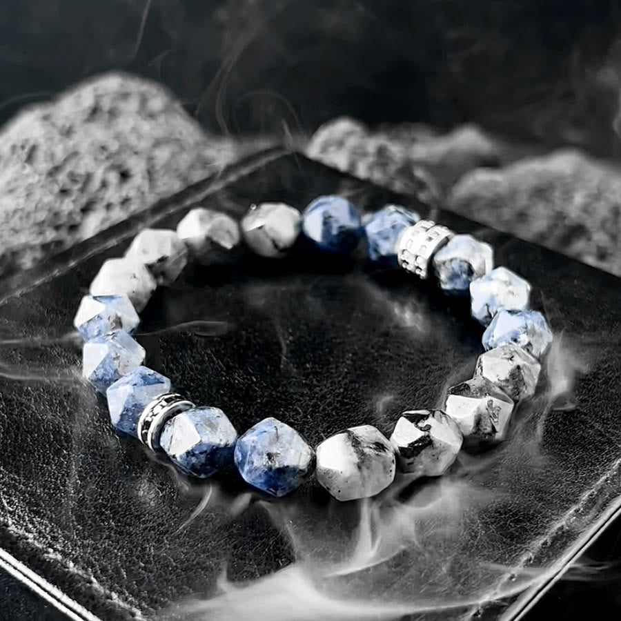 Olivenorma Men Geometric Facets Blue Sodalite Labradorite Beads Bracelet - Women - 14-16cm - image 5